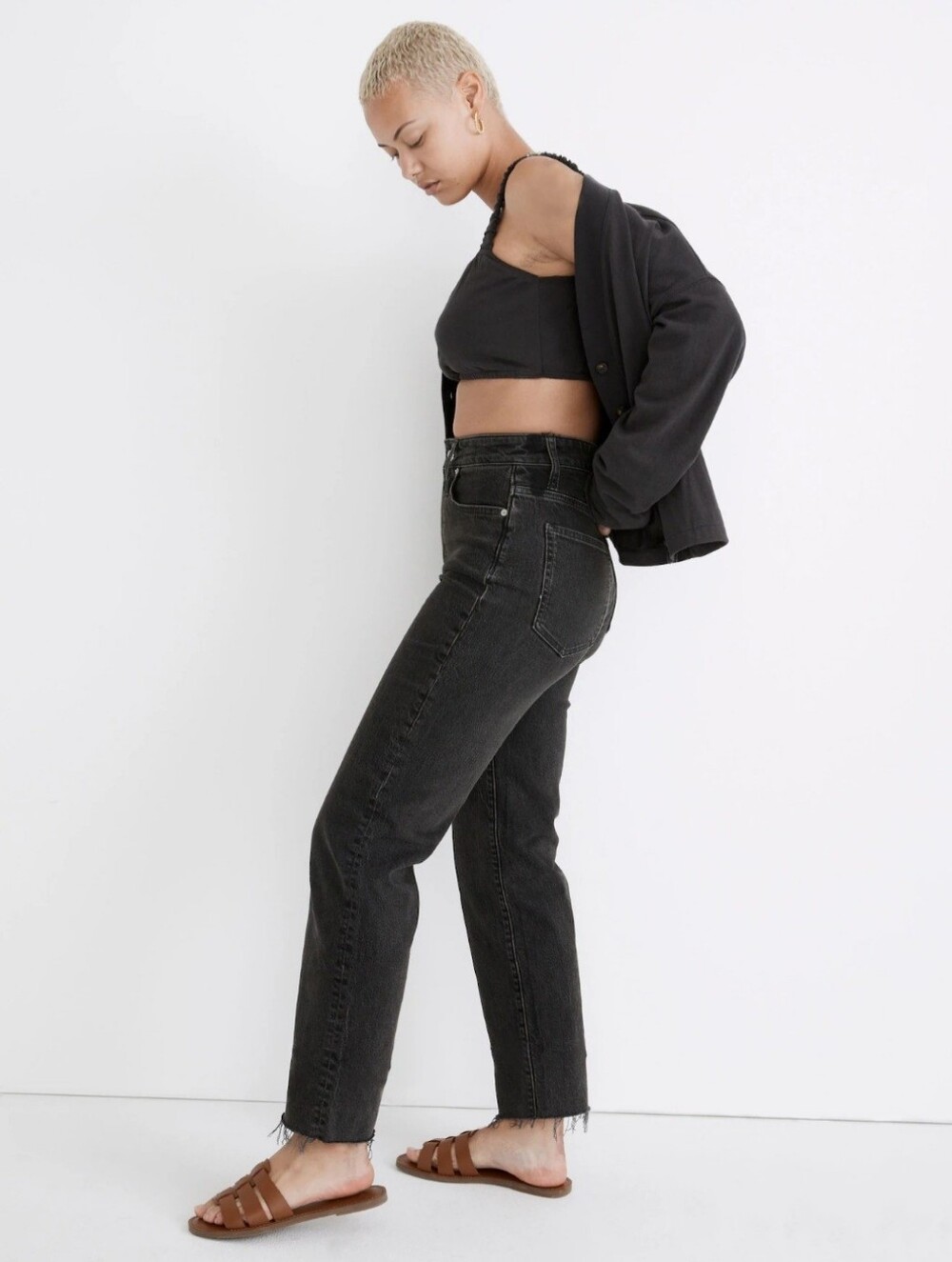 Madewell Charcoal Black High-Rise Straight Jeans (B46)